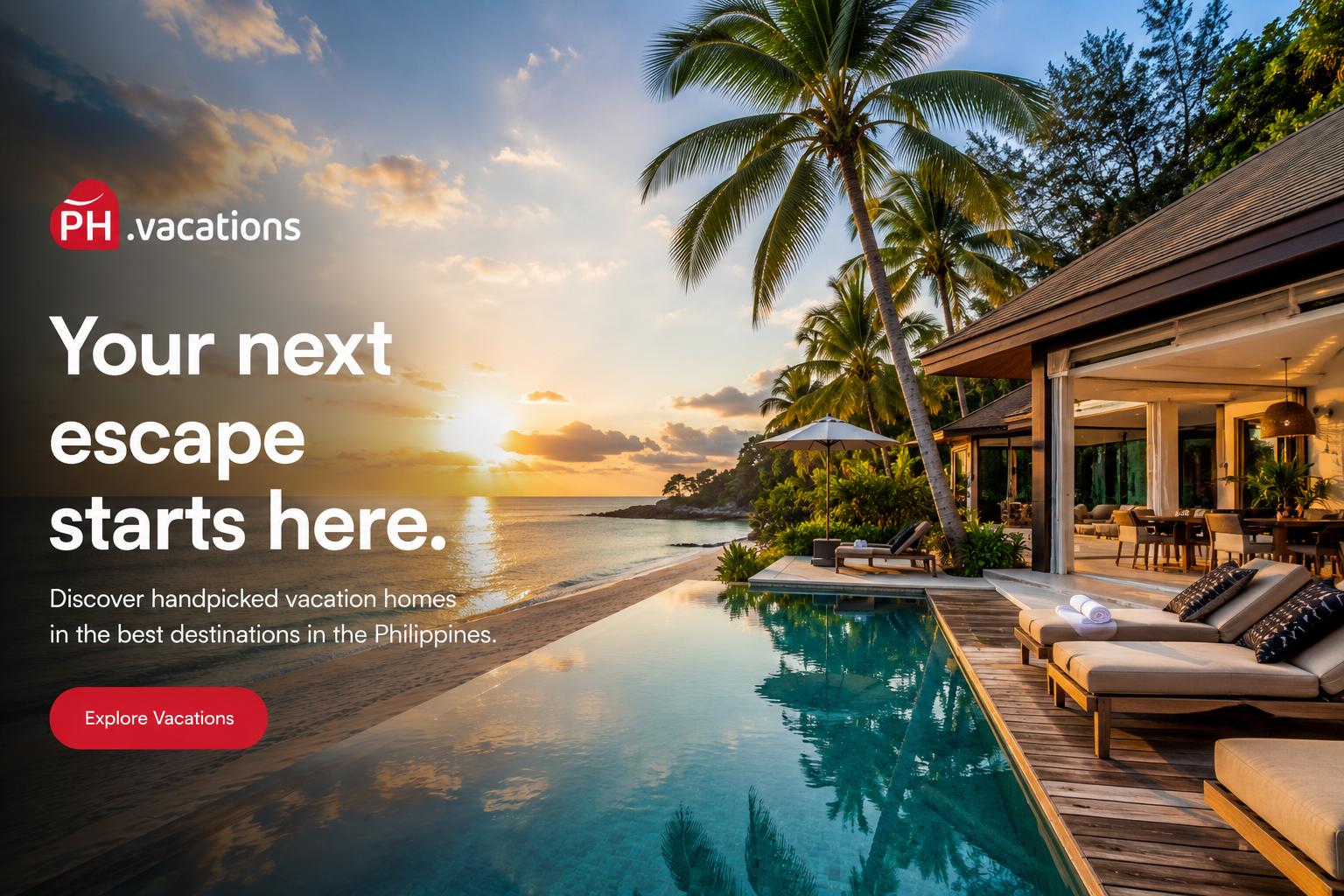 Beach loungers on a tropical shore